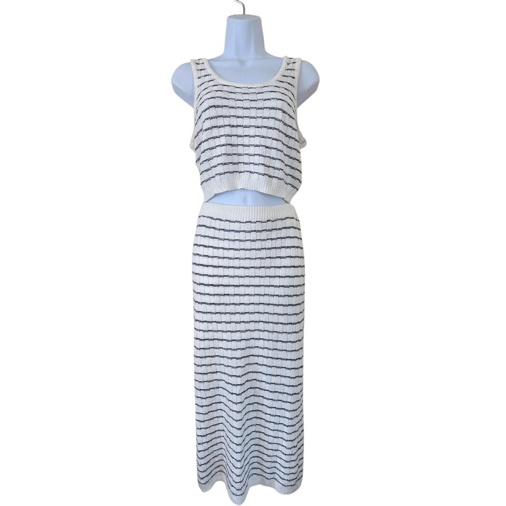 Freshman 1996 Knit 2 Piece Set S Cropped Tank Maxi Skirt 90s Minimalist